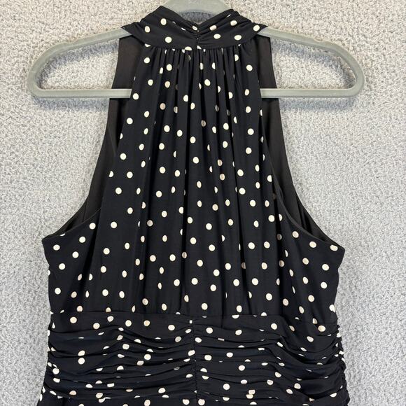 Evan Picone Dress 14 Rockabilly Pin Up Halter Fit Flare Polka Dot Swing Ruched - Picture 11 of 12